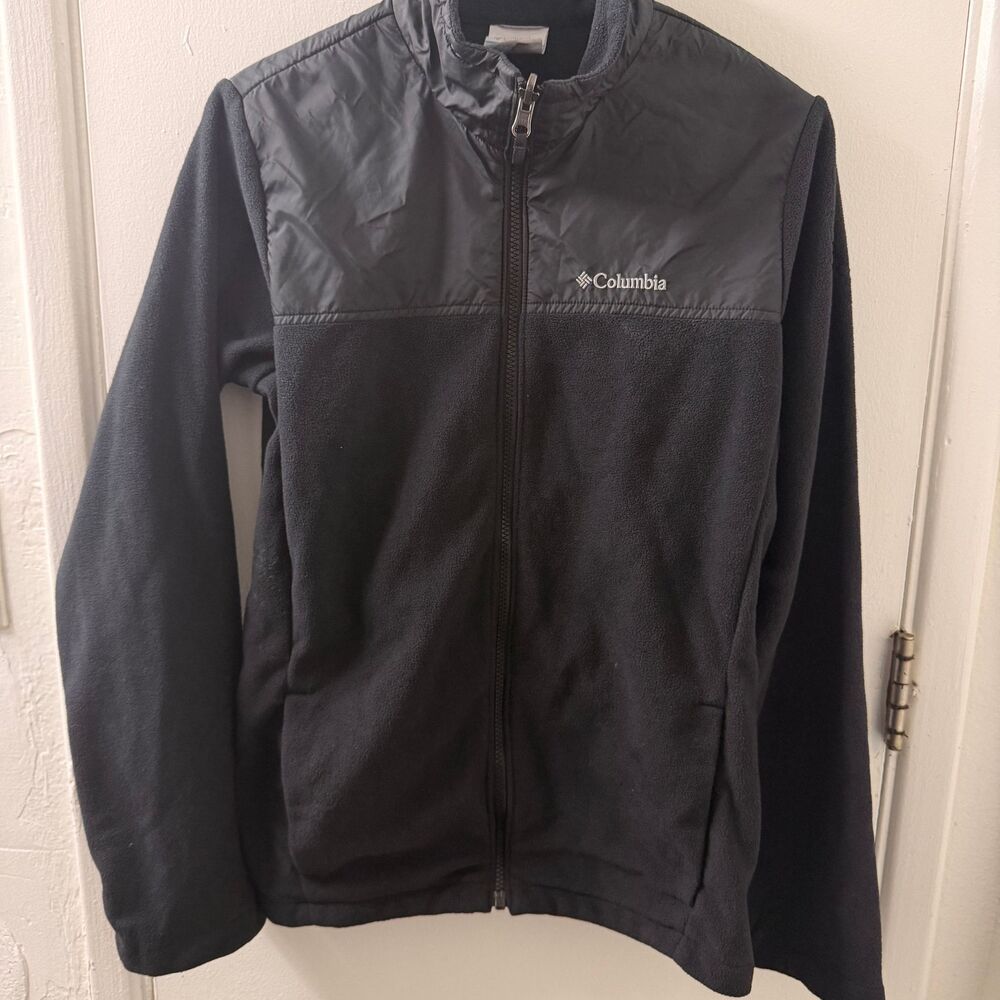 Columbia Unisex XL Fleece Jacket Solid Black Casual Outdoor Outerwear